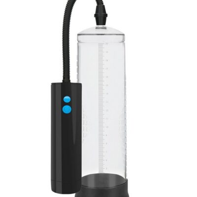 Transparent rechargeable automatic penis pump with silicone sleeve and clear cylinder by Shots Toys