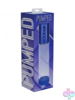 Automatic metallic blue silicone penile pump by Shots Toys
