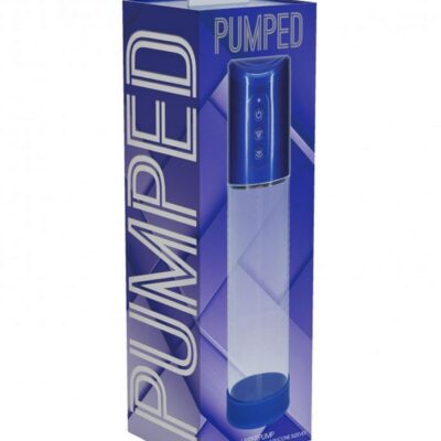 Automatic metallic blue silicone penile pump by Shots Toys