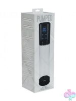 Pumped Megalift automatic penis pump with clear chamber and silicone sleeve by Shots Toys