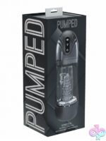 Gun metal suction masturbator with clear textured sleeve by Shots Toys