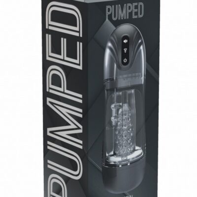 Gun metal suction masturbator with clear textured sleeve by Shots Toys