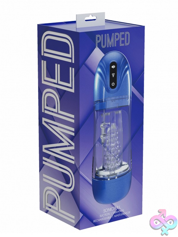 Discreet-Toys-Pumped-Sonicpull-Masturbator-Metallic-Blue-Nu-St-Pmp066Mbl Metallic Blue Suction Masturbator With Vibrating Tpe Sleeve By Shots Toys