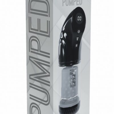 Clear rotating suction masturbator with multi-function controls by Shots Toys