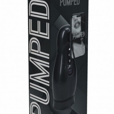 Gun metal suction vibrating warming masturbator with smooth sleeve by Shots Toys
