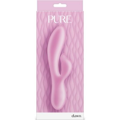 Pure Dawn mini rabbit vibrator in translucent pink dual-density silicone by NS Novelties