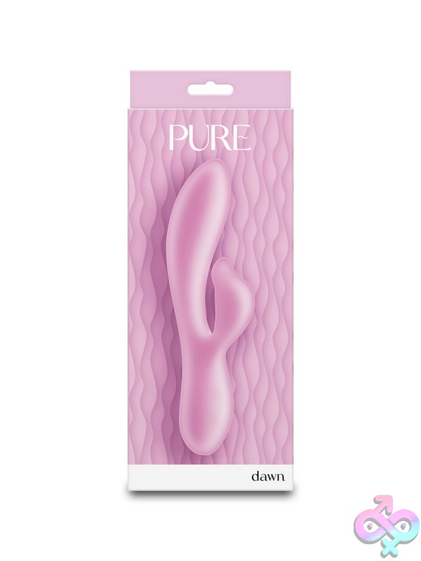 Discreet-Toys-Pure-Dawn-Pink-Nu-Nsn-0204-54 Pure Dawn Mini Rabbit Vibrator In Translucent Pink Dual-Density Silicone By Ns Novelties