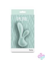 Pure Luna mini rabbit vibrator in translucent teal dual-density silicone by Ns Novelties
