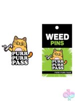 Purr Purr Pass gold enamel lapel pin by Wood Rocket