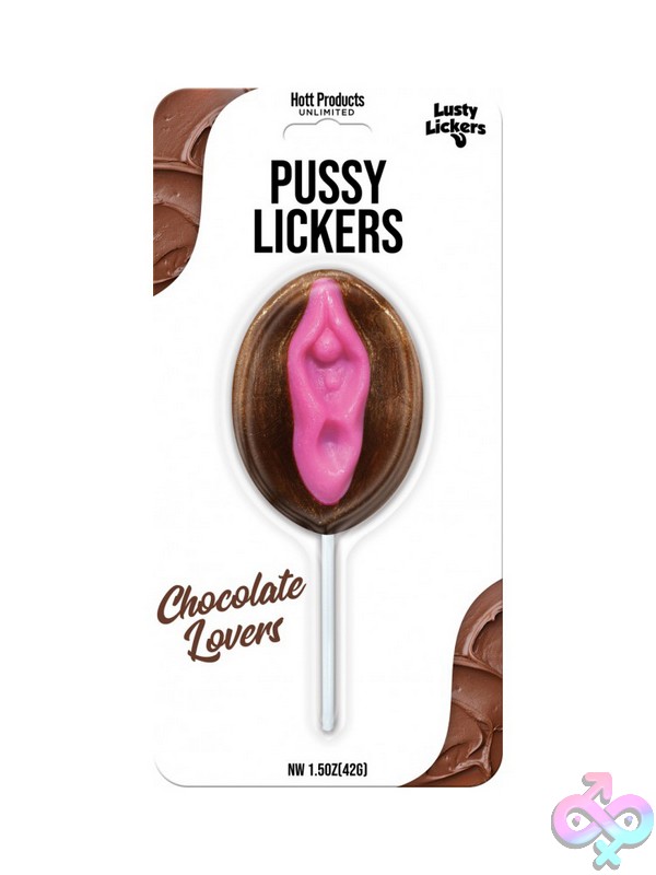 Discreet-Toys-Pussy-Pop-Chocoalte-Lovers-Nu-Hp-3525 Pink Chocolate-Flavored Novelty Candy Pop On A Stick By Hott Products