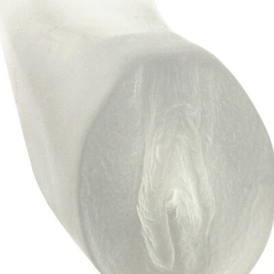 Frosted palm-sized ULTRASKYN pussy stroker in clear TPE by Doc Johnson