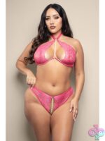 Queen Halter Bra & Crotchless Pearl Panty Set - Image 2