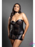 Queen Zipper Chemise With Buckle Halter – Black - Image 2