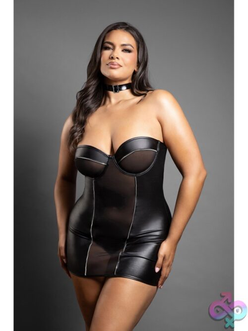 Queen Zipper Chemise With Buckle Halter – Black - Image 2