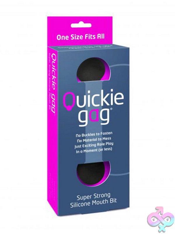 Discreet-Toys-Quickie-Mouth-Bit-Gag-Black-Nu-Usqgbbit Black Body-Safe Silicone Mouth Bit Gag With Stretchy One-Size Strap By Creative Conceptions