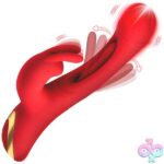 Rabbit Flick Flicking Silicone Rabbit Vibrator - Red - Image 2