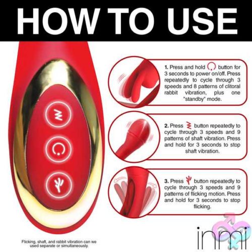 Rabbit Flick Flicking Silicone Rabbit Vibrator - Red - Image 3