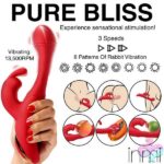 Rabbit Flick Flicking Silicone Rabbit Vibrator - Red - Image 4