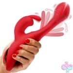 Rabbit Flick Flicking Silicone Rabbit Vibrator - Red - Image 5