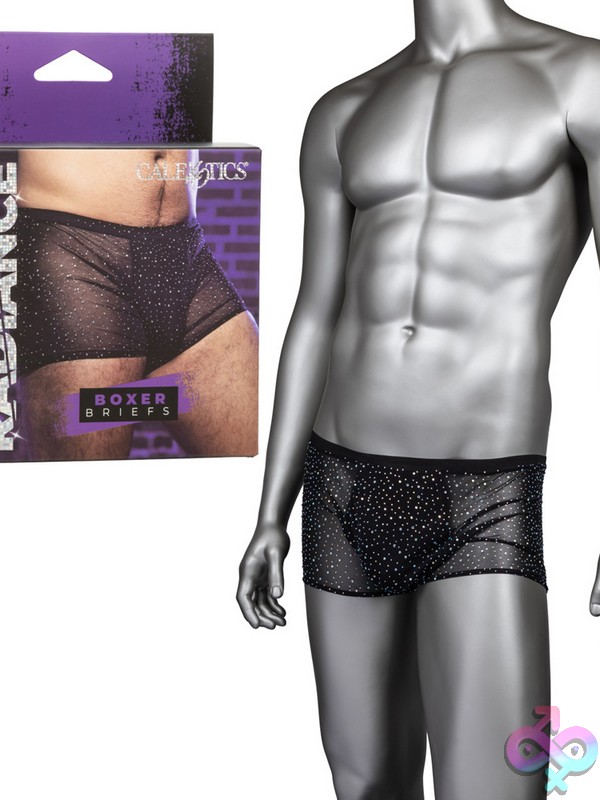 Discreet-Toys-Radiance-Boxer-Briefs-Nu-Se-3005-50-3 Black Sheer Mesh Boxer Briefs With Rhinestone Accents By California Exotic Novelties