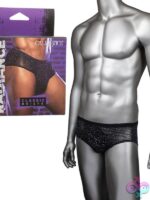 Black mesh men's brief with rhinestone accents by California Exotic Novelties