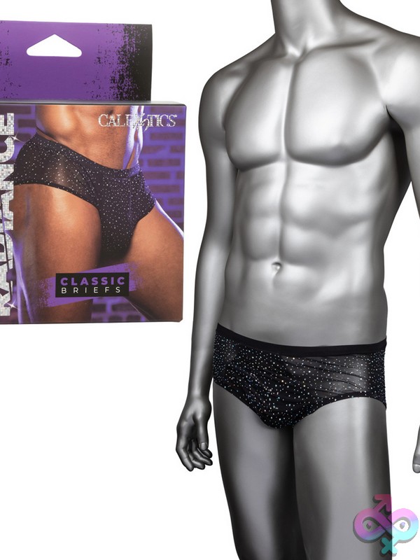 Discreet-Toys-Radiance-Classic-Briefs-Nu-Se-3005-45-3 Black Mesh Men'S Brief With Rhinestone Accents By California Exotic Novelties