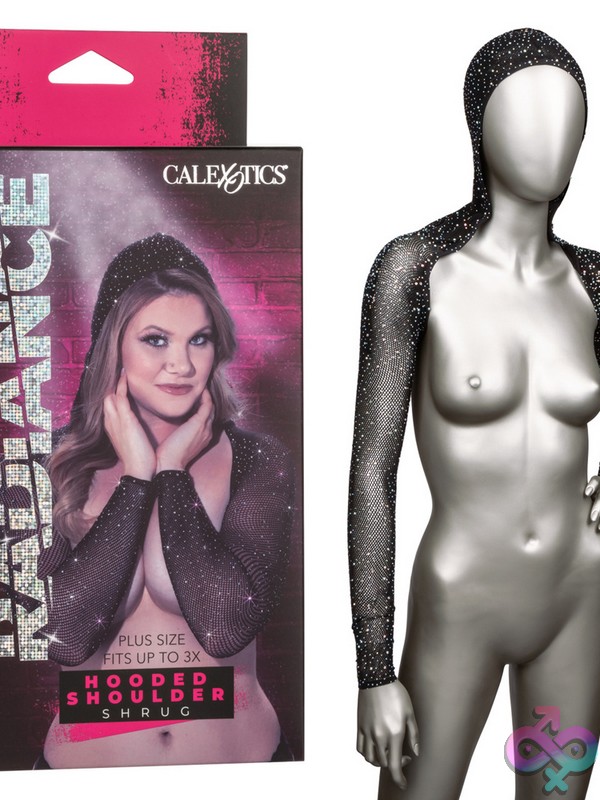 Discreet-Toys-Radiance-Plus-Size-Hooded-Shoulder-Shrug-Nu-Se-3000-65-3 Black Mesh Plus Size Hooded Shoulder Shrug With Rhinestone Accents By California Exotic Novelties