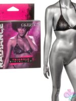 Black rhinestone mesh triangle halter bikini top by California Exotic Novelties