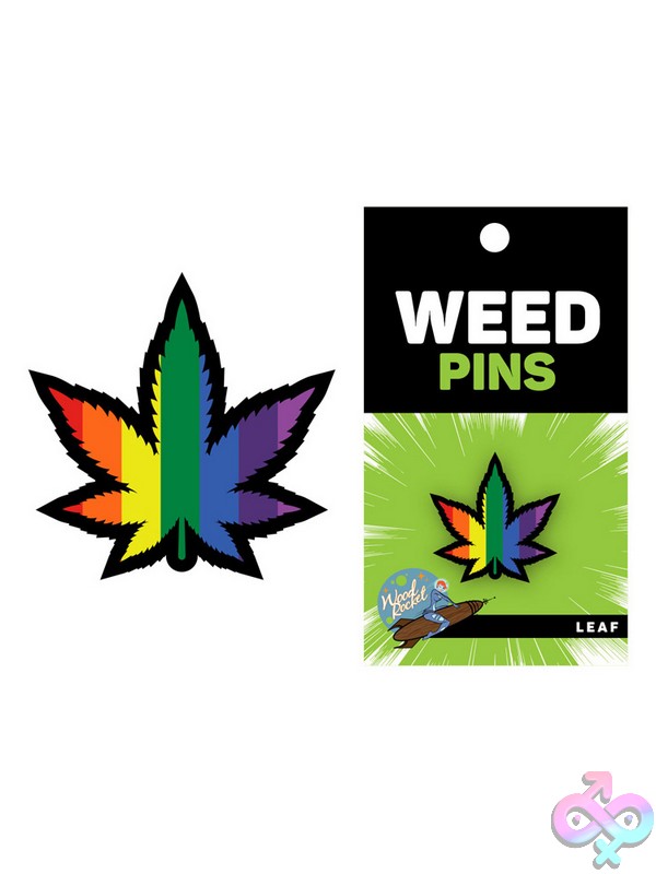 Discreet-Toys-Rainbow-Marijuana-Leaf-Pin-Nu-Epw-004 Rainbow Soft Enamel Marijuana Leaf Lapel Pin In Multi-Color By Wood Rocket