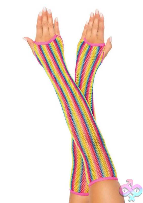 Discreet-Toys-Rainbow-Net-Fingerless-Arm-Warmer-Gloves-One-Size-Multicolor-La-2036Mulos Rainbow Net Fingerless Arm Warmer Gloves - Image 1