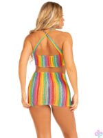 Rainbow Stripe Cross Over Mini Dress - Image 2