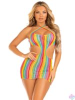 Rainbow Stripe Cross Over Mini Dress