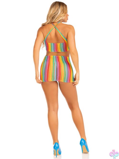 Rainbow Stripe Cross Over Mini Dress - Image 4