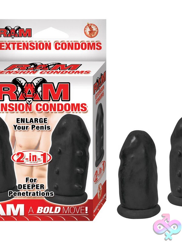 Discreet-Toys-Ram-Extension-Condoms-Black-Nu-Nw2538-2 Black Latex Extension Condom Sleeve With Polyurethane Sponge Lining By Nasstoys