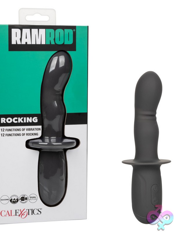 Discreet-Toys-Ramrod-Rocking-Nu-Se-0392-30-3 Curved Dual Motor Rocking Probe In Black Silicone By California Exotic Novelties