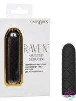 Compact quilted black silicone mini massager by California Exotic Novelties shown against a neutral background
