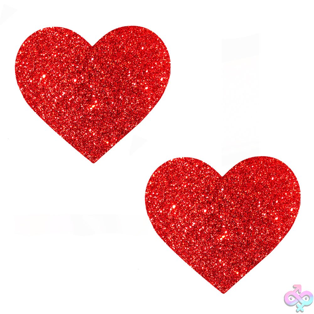 Discreet-Toys-Ravish-Me-Red-Glitter-I-Heart-U-Nipztix-Pasties-Nn-Rmr-Hrt-Ns Ravish Me Red Glitter I Heart U Nipztix Pasties - Image 1