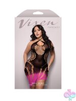 Black to pink ombré asymmetrical halter mini dress with keyhole cutout by Fantasy Lingerie