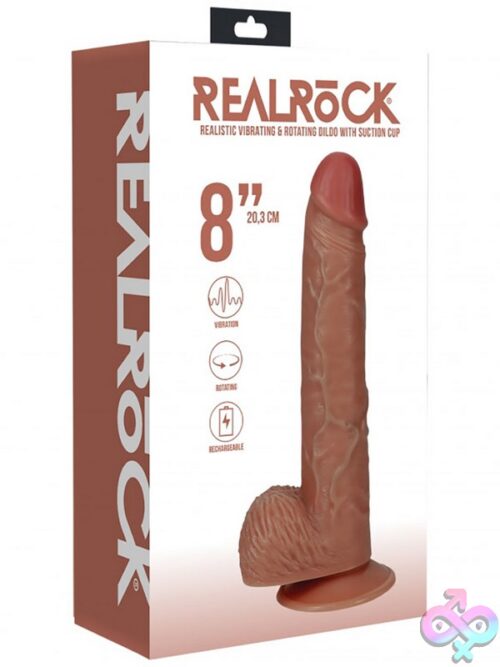 Realrock 8 Inch Vibrating And Rotating Realistic Dildo With Balls And Suction Cup Base