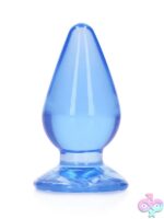 Realrock Crystal Clear anal plug 4.5 inch with suction cup base in four colors on white background