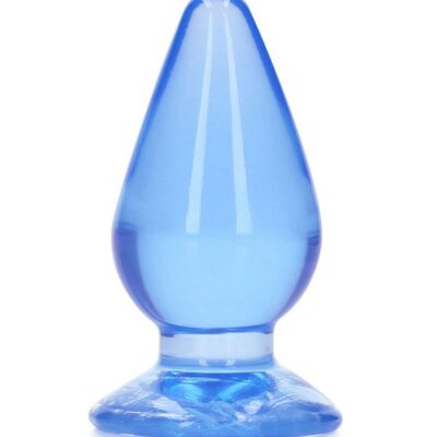 Realrock Crystal Clear anal plug 4.5 inch with suction cup base in four colors on white background