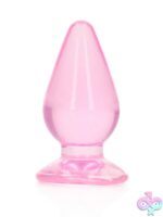 Realrock Crystal Clear anal plug 4.5 inch with suction cup base in four colors on white background