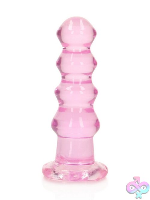 Realrock Crystal Clear Curvy Dildo And Butt Plug In Blue, Clear, And Pink With Suction Cup Base