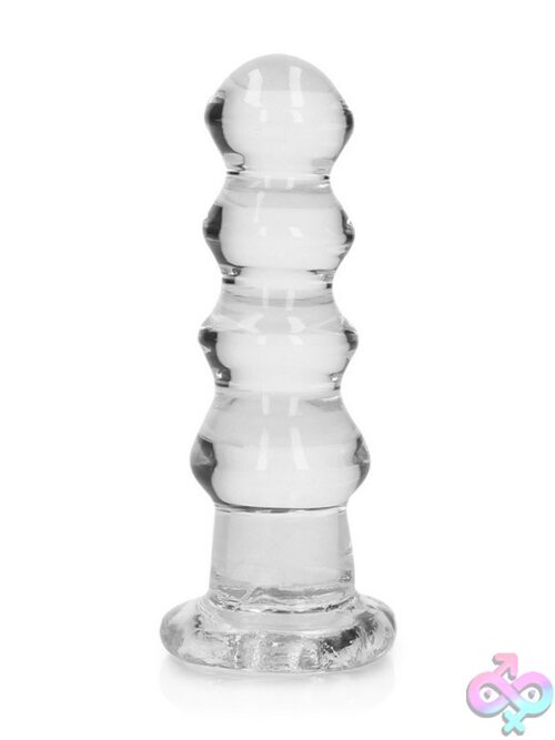 Realrock Crystal Clear Curvy Dildo And Butt Plug In Blue, Clear, And Pink With Suction Cup Base