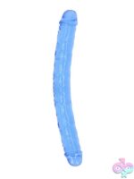 Realrock Crystal Clear Double Dong 13 inch in four translucent colors on neutral background