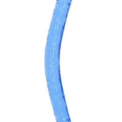 18-inch crystal clear double dong with suction cup base shown in four translucent colors