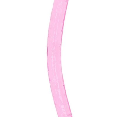 18-inch crystal clear double dong with suction cup base shown in four translucent colors