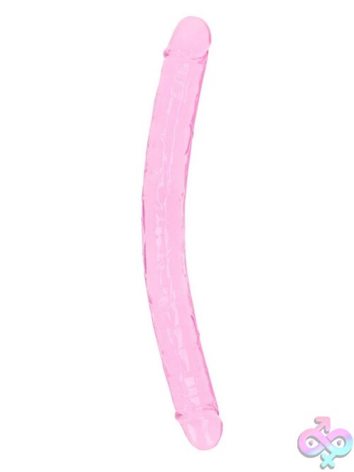 18-Inch Crystal Clear Double Dong With Suction Cup Base Shown In Four Translucent Colors