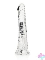 Slim transparent 6-inch suction cup dildo in clear by Shots Toys