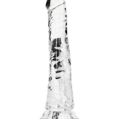 Slim transparent 6-inch suction cup dildo in clear by Shots Toys
